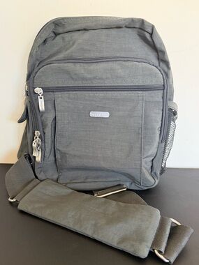 Baggallini Charcoal Gray Nylon Crossbody Travel Organizer Bag